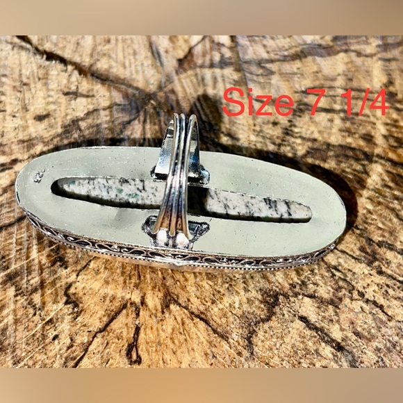 Large K2 Raindrop Azurite Ring Size 7 1/4 - Picture 6 of 7